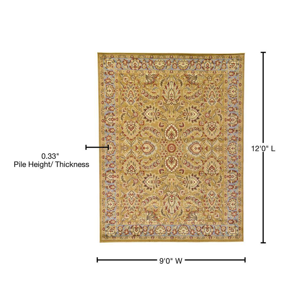 Handmade Dark Yellow Rectangular Synthetic 9' x 12' Area Rug