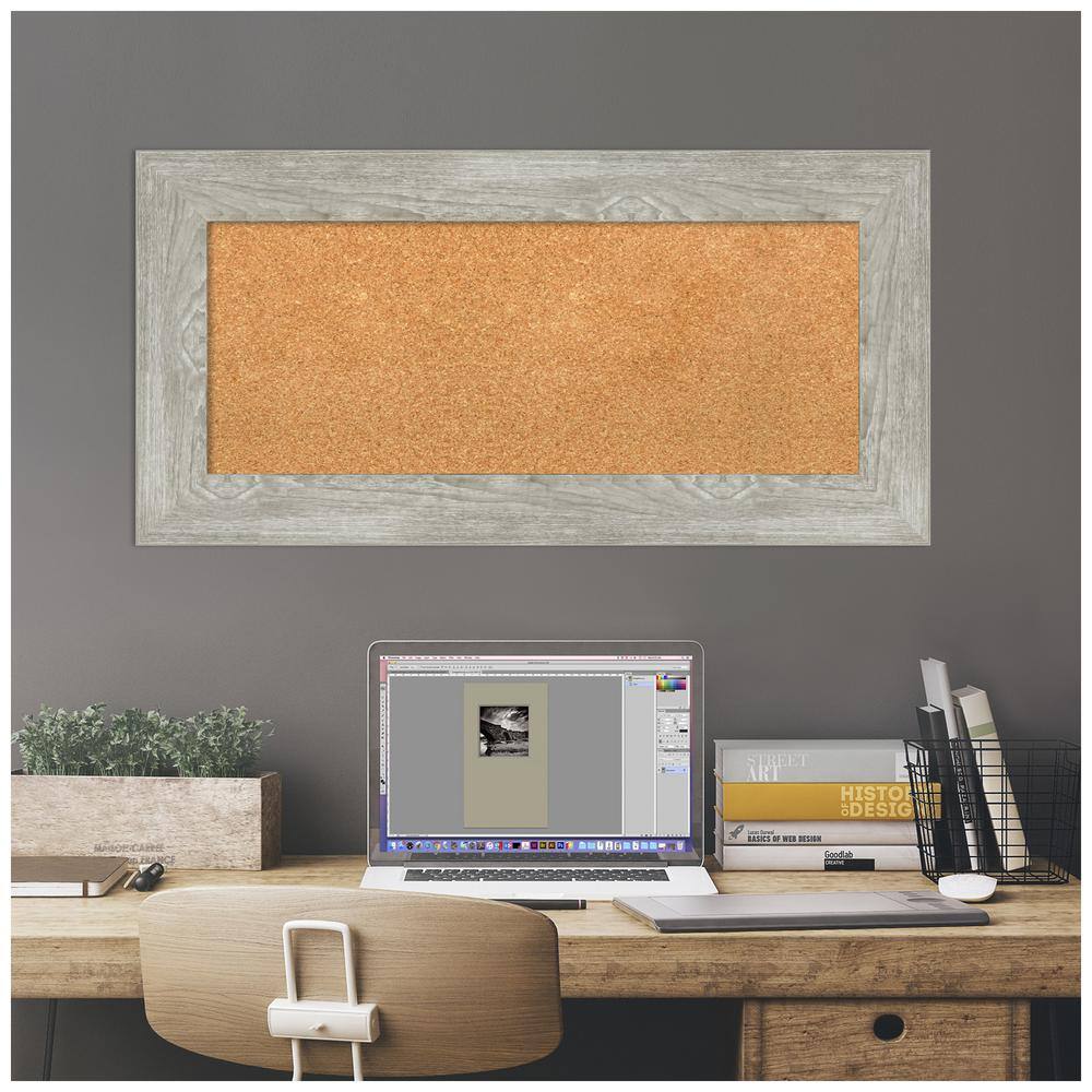 Dove Greywash Framed Natural Cork Bulletin Board