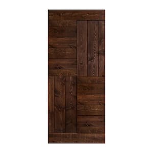 S Series 36 in. x 84 in. Kona Coffee Finished DIY Solid Wood Sliding Barn Door Slab - Hardware Kit Not Included