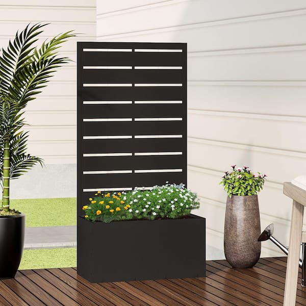 MAYEERTY 1-Piece 47 in. x 24 in. Outdoor Black Metal Planter Box