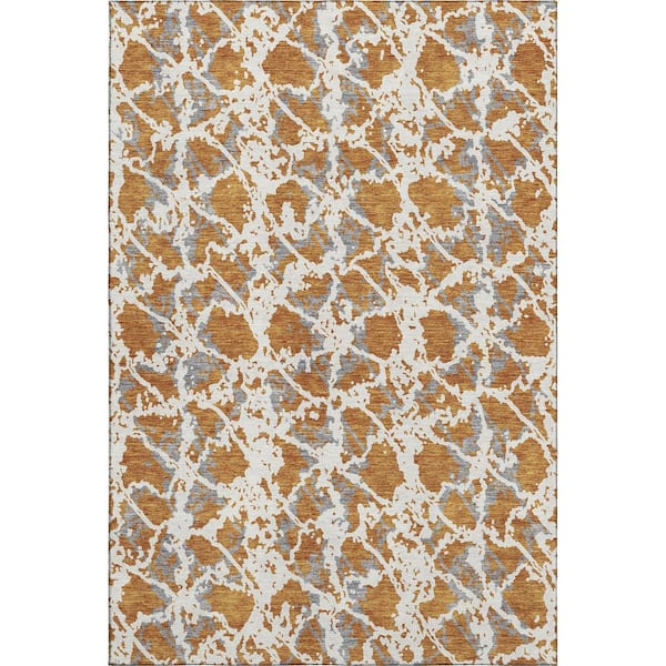 Addison Rugs Mayfield Premium Machine Washable Abstract AMF969 Copper 9 ft. x 12 ft. Area Rug