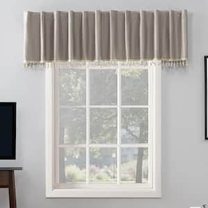 Evelina Faux Silk Stone Polyester 50 in. W x 17 in. L Back Tab 100% Blackout Curtain Valance (Single Panel)