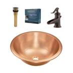 Born All-in-One Undermount or Drop-In Bathroom Sink in Unfinished Copper with Pfister Faucet and Grid Drain