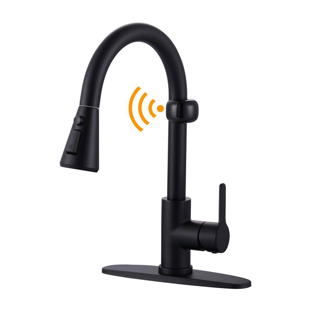 Touchless 360° Spout Swivel Single Handle Pull-Out Sprayer Kitchen Faucet in Matte Black