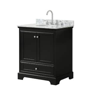 Deborah 30 in. Single Bathroom Vanity in Dark Espresso with Marble Vanity Top in White Carrara with White Basin