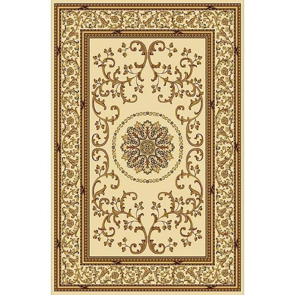 Noble Ivory 8 ft. x 10 ft. Traditional Medallion Oriental Area Rug