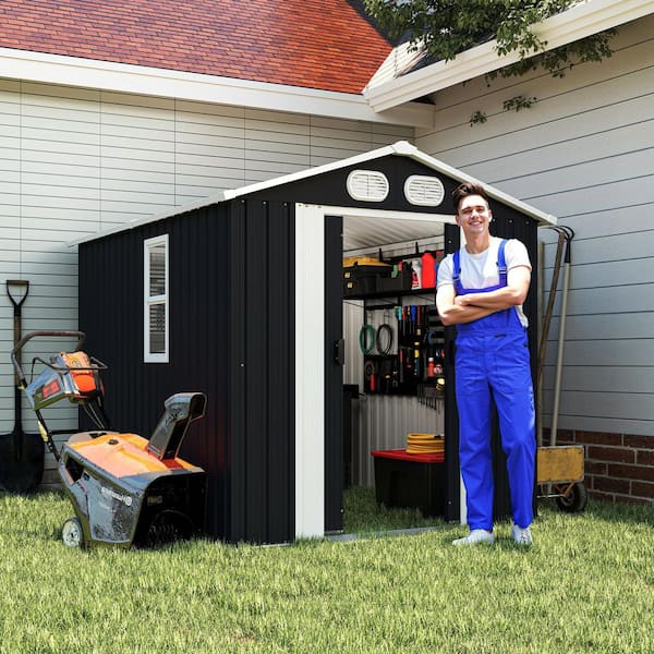 8 ft. x 6ft. Metal Outdoor Storage Shed with Lockable Doors and