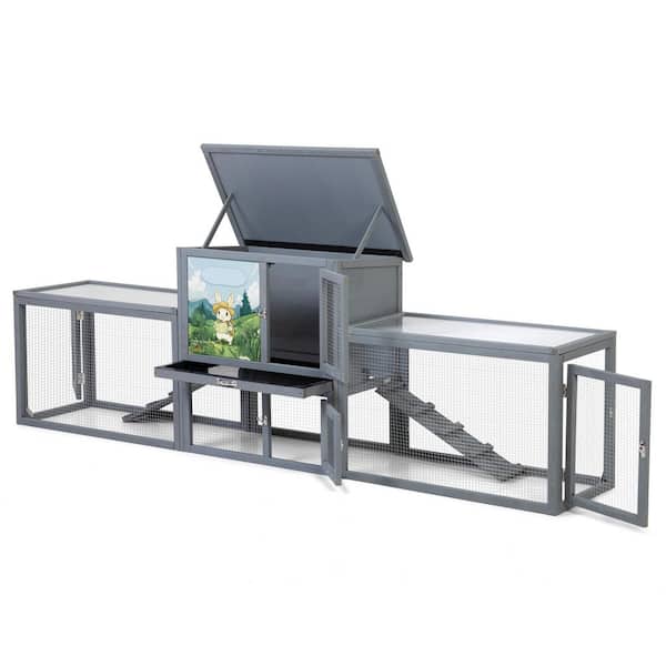 COZIWOW 2-Story Rabbit House Pet Hutch with Ramps for