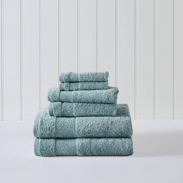 Island Retreat 6-Piece Aqua Blue Cotton Towel Set