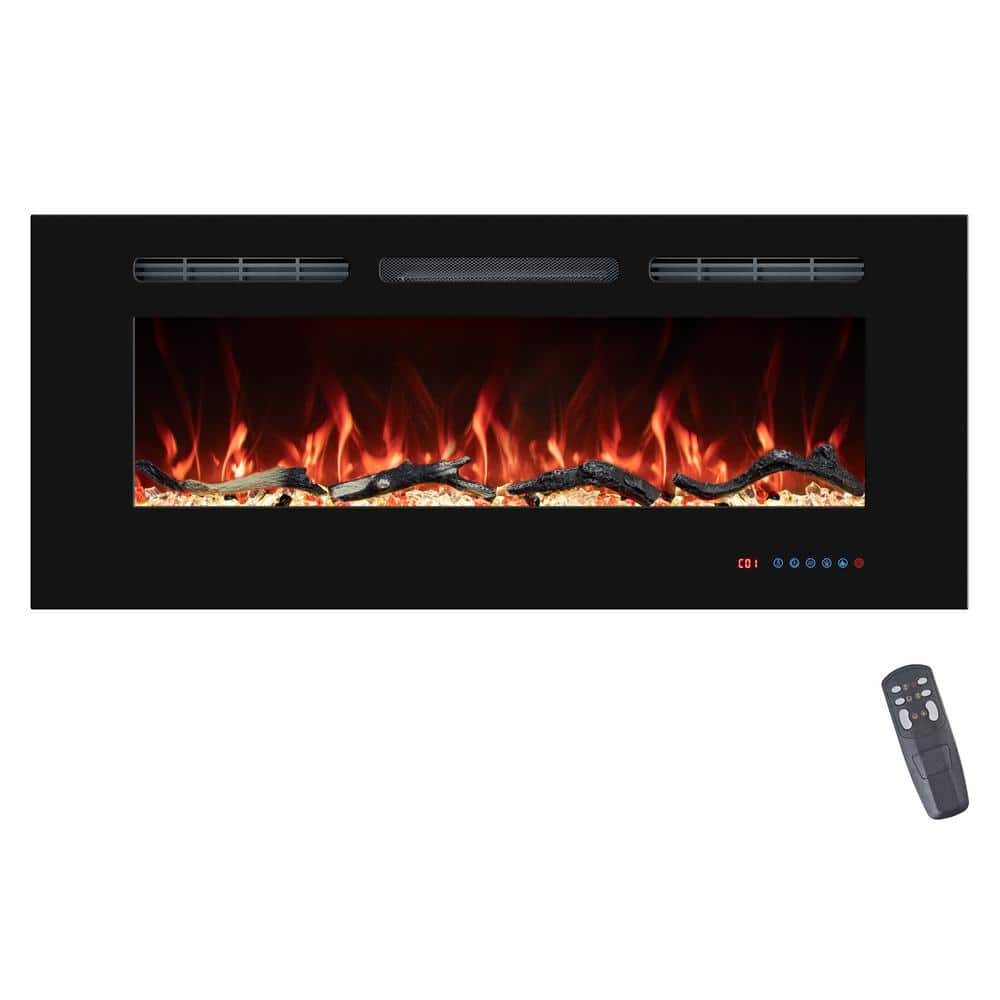 42 in. Electric Fireplace Inserts, Wall Mounted with 13 Flame Colors, Thermostat in Black -  Prismaster ...keeps your home stylish, PT03EF42R