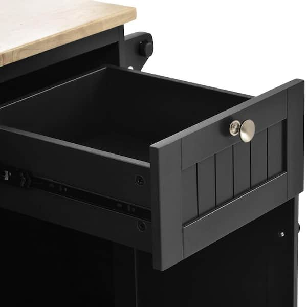 Nestfair Black Modern Kitchen Island with Storage Cabinet and Two Locking  Wheels CKK6670B - The Home Depot