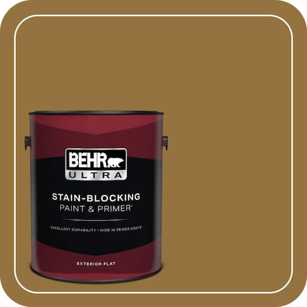 BEHR ULTRA 1 gal. #330D-7 Sconce Gold Flat Exterior Paint & Primer