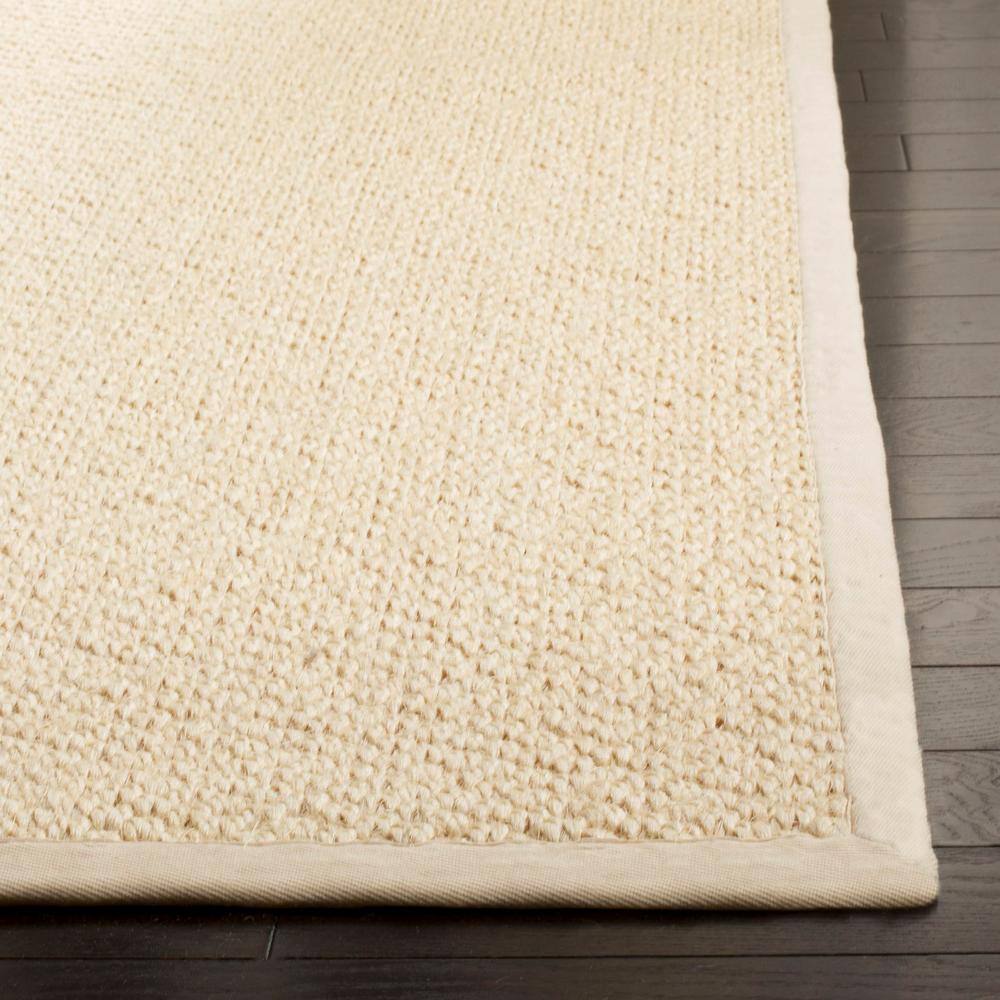 Cream Handwoven Sisal Runner Rug with Canvas Border, 2' x 8'