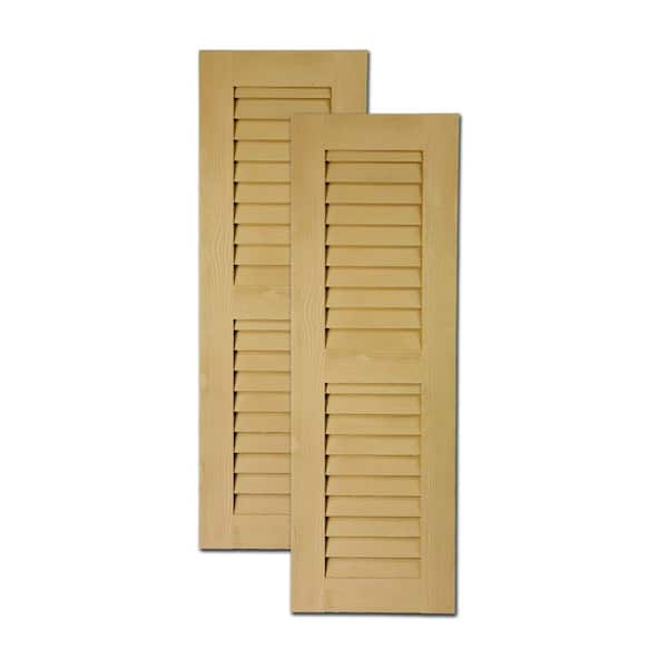 Fypon 36 in. x 12 in. x 1 in. Polyurethane Timber Louvered Shutters Pair