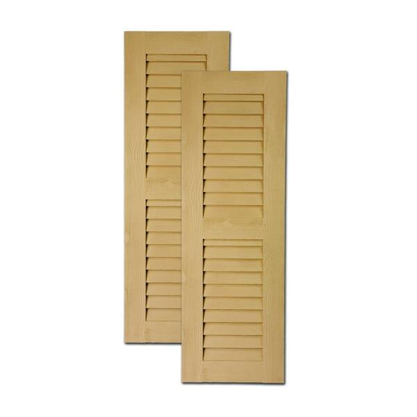 Fypon 48 in. x 18 in. x 1 in. Polyurethane Timber Louvered Shutters Pair