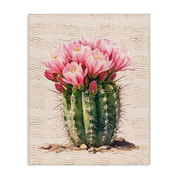Blooming Floral Cactus by Lettered and Lined Unframed Nature Graphic Art Print 48 in. x 36 in.