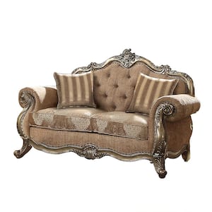 Acme Furniture Benbek 70 in. Taupe Fabric 2-Seater Tufted Wing 