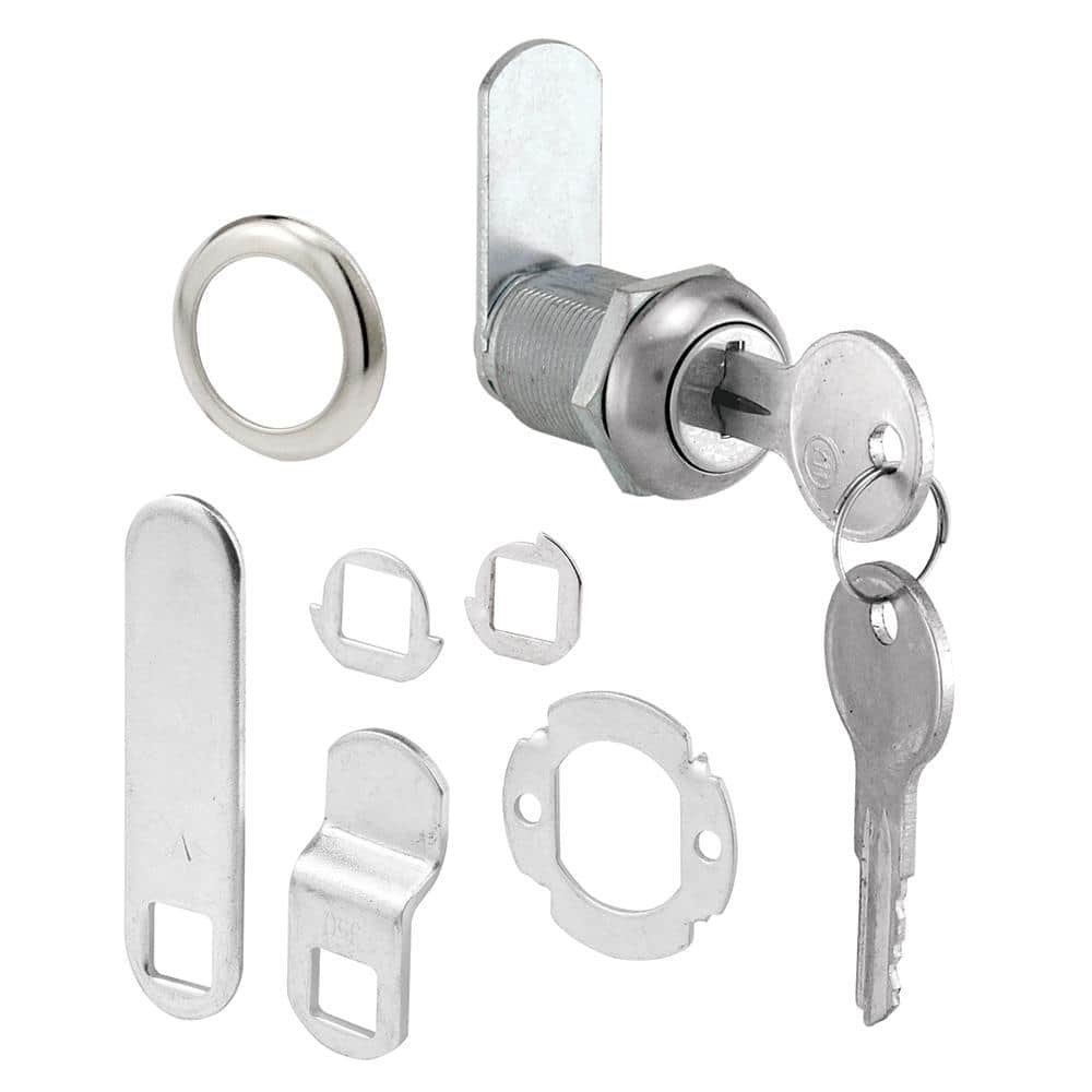 Polished Steel Full-Mortise Drawer or Cabinet Lock with Faceplate