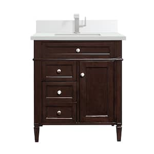 Brittany 30.0 in. W x 23.5 in. D x 34.0 in. H Single Vanity in Burnished Mahogany with White Zeus Quartz Top