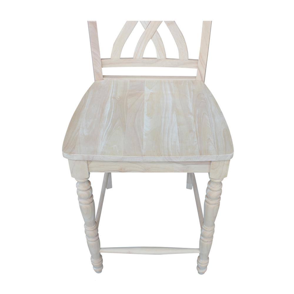 24" Unfinished Parawood Lattice Counter Height Barstool