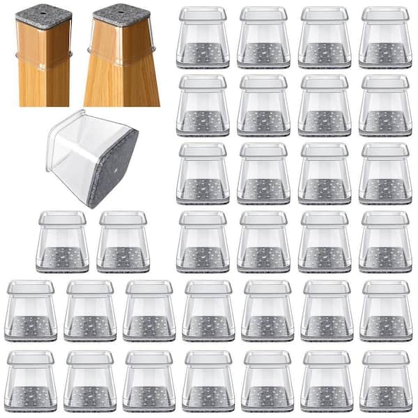 32-Piece 1.02 in. 1.6 in. Square Chair Leg Protectors for Hardwood Floors, Silicone Chair Leg Caps Covers