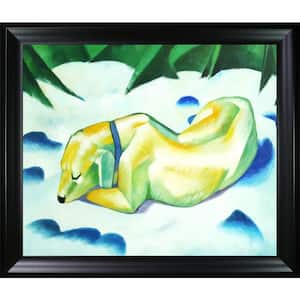 Dog Lying in the Snow by Franz Marc Black Matte Framed Animal Oil Painting Art Print 25 in. x 29 in.