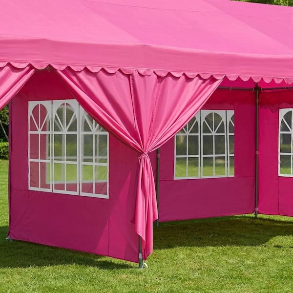 10 ft. x 20 ft. Pink Event Canopy with 6 Removable Sidewalls for Wedding Gathering