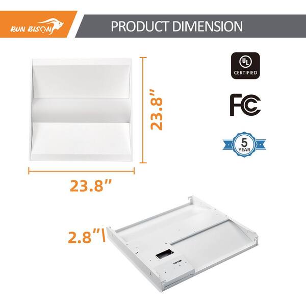 RUN BISON 2ft.x2ft White 100W Equivalent Dimmable 3500K RUN BISON 2ft.x2ft White 100W Equivalent Dimmable 3500K