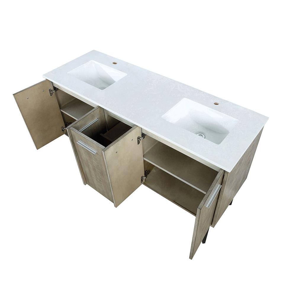 Lancy 60'' Double Bathroom Vanity with White Cultured Marble Top