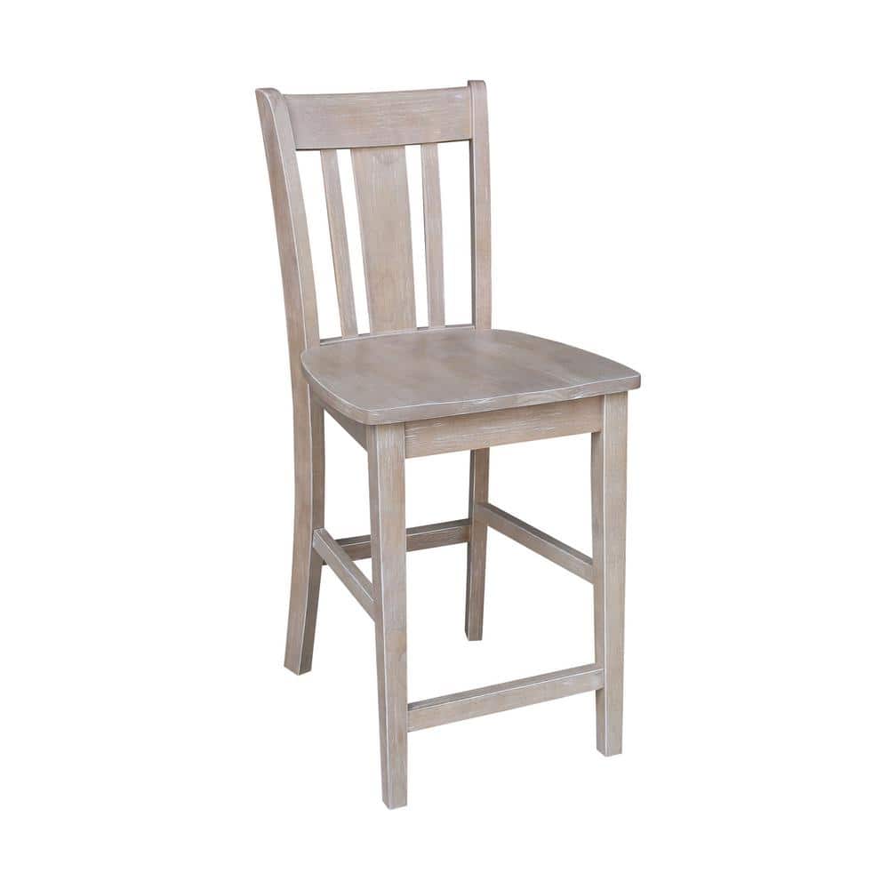 San Remo Washed Gray Taupe Solid Wood Counterheight Stool - 24" Seat