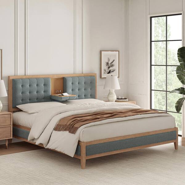 としはるさま専用wooden9 with FE83NV2 Harper & Bright Designs Gray Wood Frame Full Platform Bed