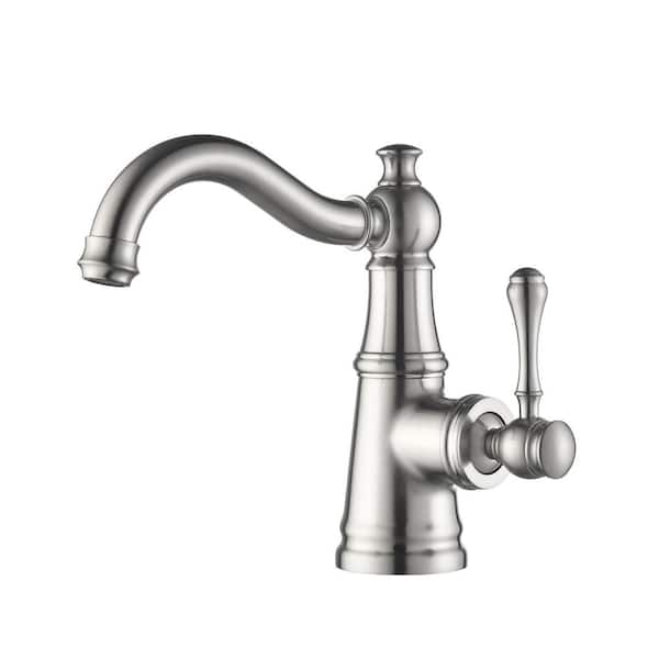 Single Handle Single Hole Bathroom Sink Faucet with 180° Swivel Spout Brass Vanity Basin Taps in Brushed Nickel