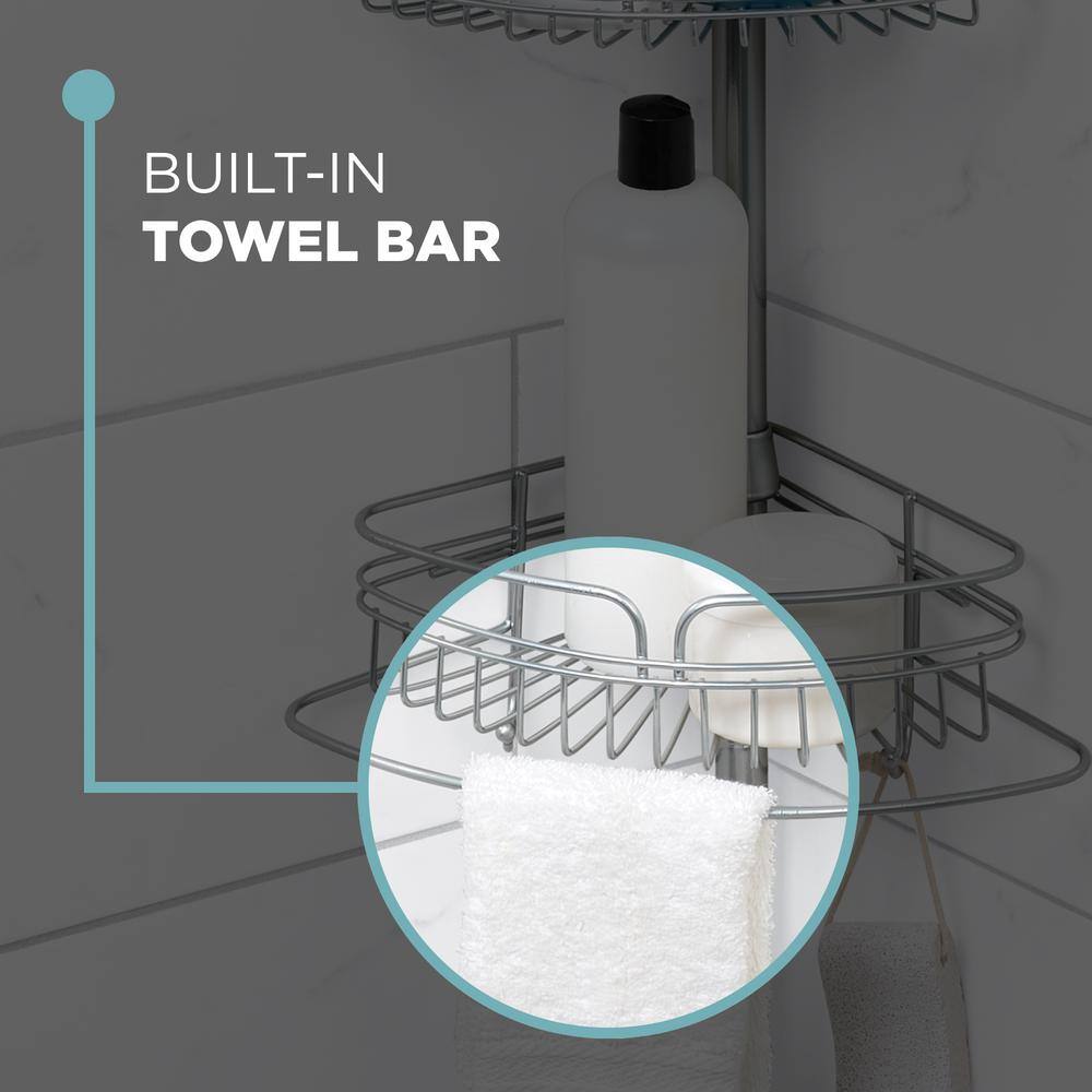 Adjustable Nickel Tension Pole Shower Caddy with Four Shelves