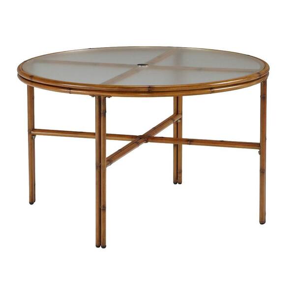 Home Styles Bimini Jim 42 in. Natural Bamboo Aluminum Round Patio Dining Table