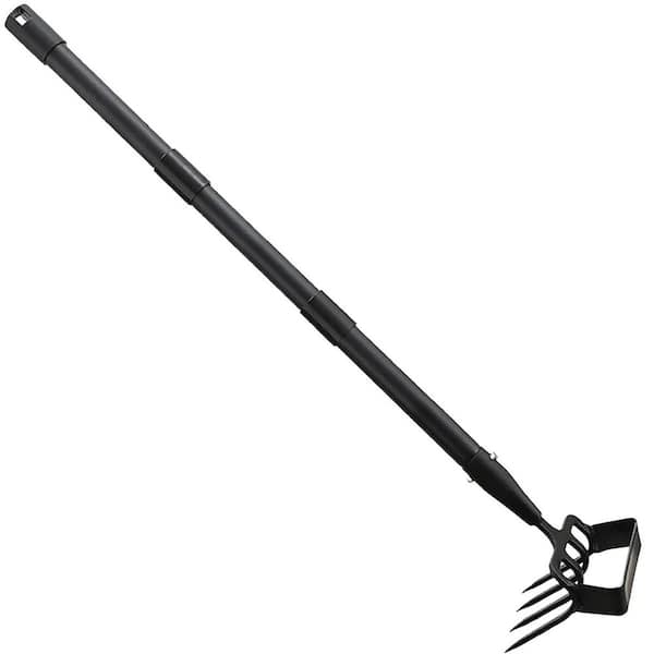 Unbranded 32-62 in. 2-in-1 Heavy Duty Metal Gardening Weeder Puller Tool, Adjustable Handle with 4 Tines Prong for Weeding