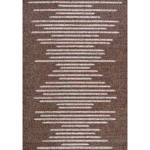 Zolak Berber Stripe Geometric Brown/Beige 3 ft. x 5 ft. Indoor/Outdoor Area Rug