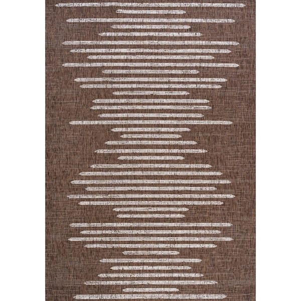 Zolak Berber Stripe Geometric Brown/Beige 4 ft. x 6 ft. Indoor/Outdoor Area Rug
