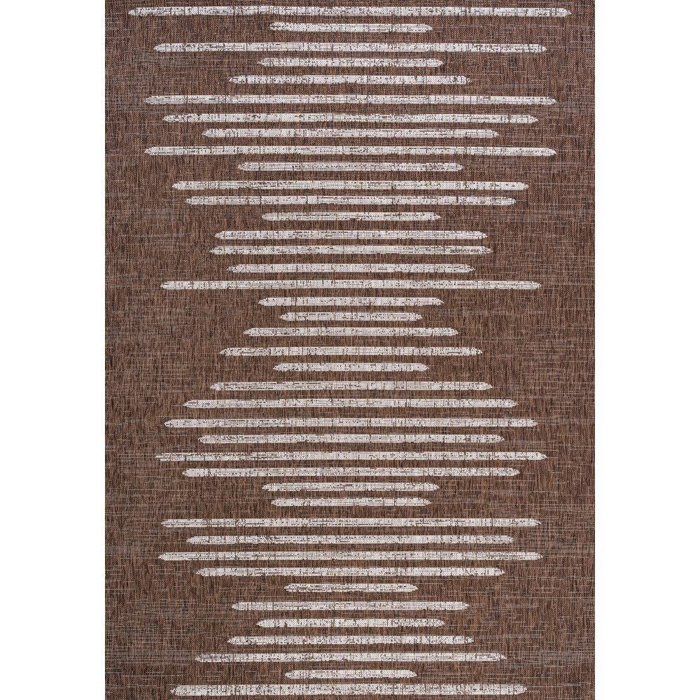 Brown and Beige 8' x 10' Synthetic Stripe Area Rug