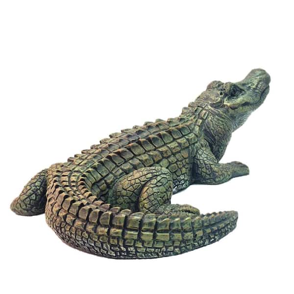 HOMESTYLES 22 in. Gator the Alligator Bronze Patina Collectible Beach Statue