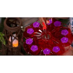 Ultimate Innovations (10 in.) Flat Hibiscus Hummingbird Feeder 10 Ports - Red/Purple