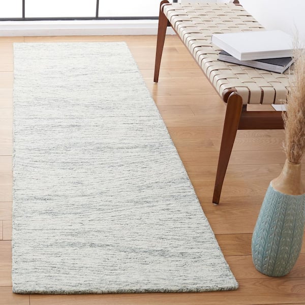 Metro 2 ft. x 12 ft. Dark Gray/Ivory Abstract Waves Runner Rug