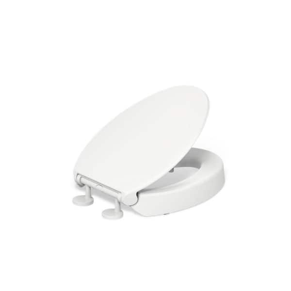 Hyten Elevated Quiet-Close Elongated Toilet Seat in White