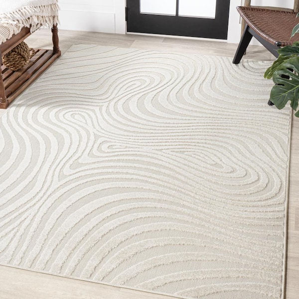 JONATHAN Y Maribo Abstract Groovy Striped Cream/Ivory 5 ft. x 8 ft. Area Rug