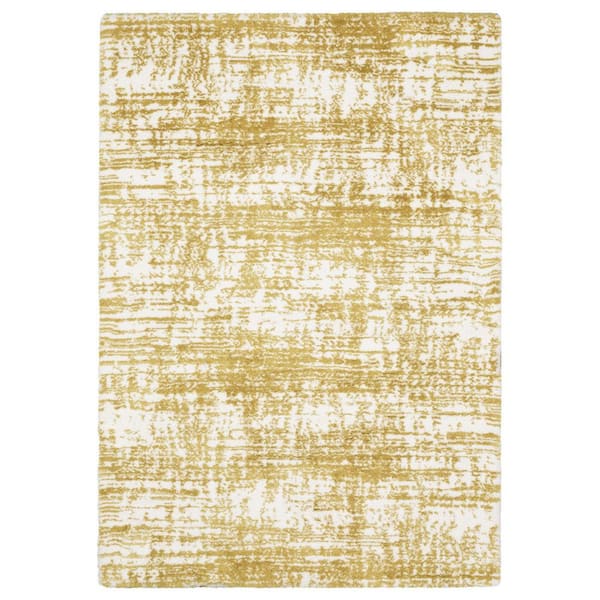 4' X 6' Gold And Ivory Abstract Area Rug