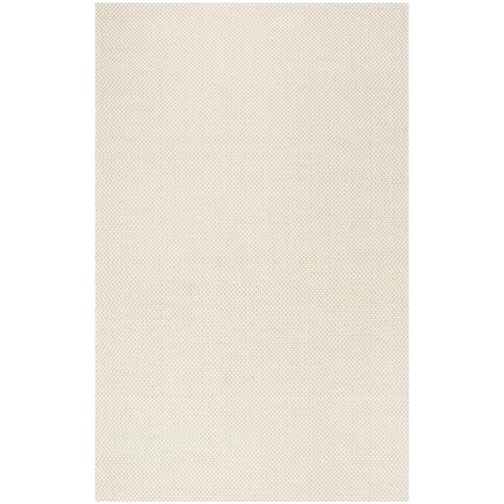 Ivory Flat Woven Reversible Wool Synthetic Area Rug 6' x 9'