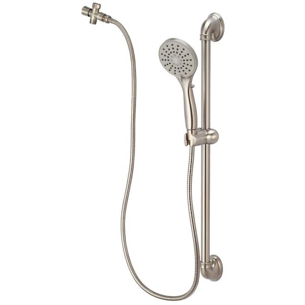 OLYMPIA 1-Spray Patterns 4.13 in. Wall Mount Handheld Shower Head Set in PVD Brushed Nickel
