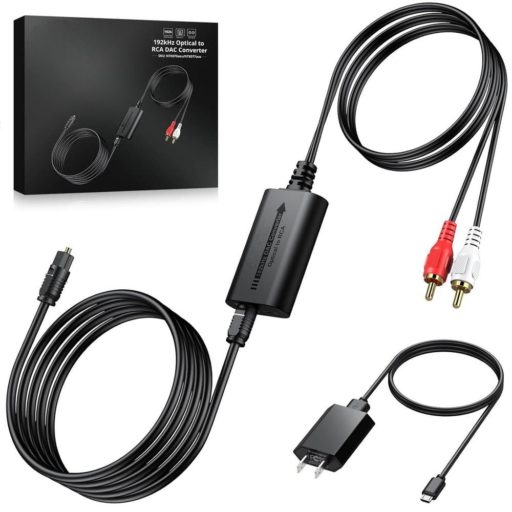 192kHz DAC Converter with Bluetooth 5.1 Receiver Optical to RCA Cable SPDIF