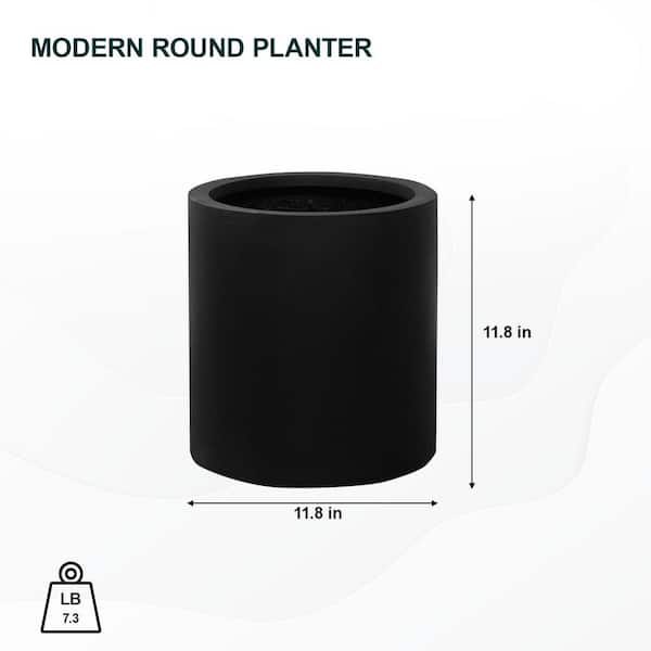 Small Max Fiberstone Indoor/Outdoor Modern Planter Black - Pottery Pots