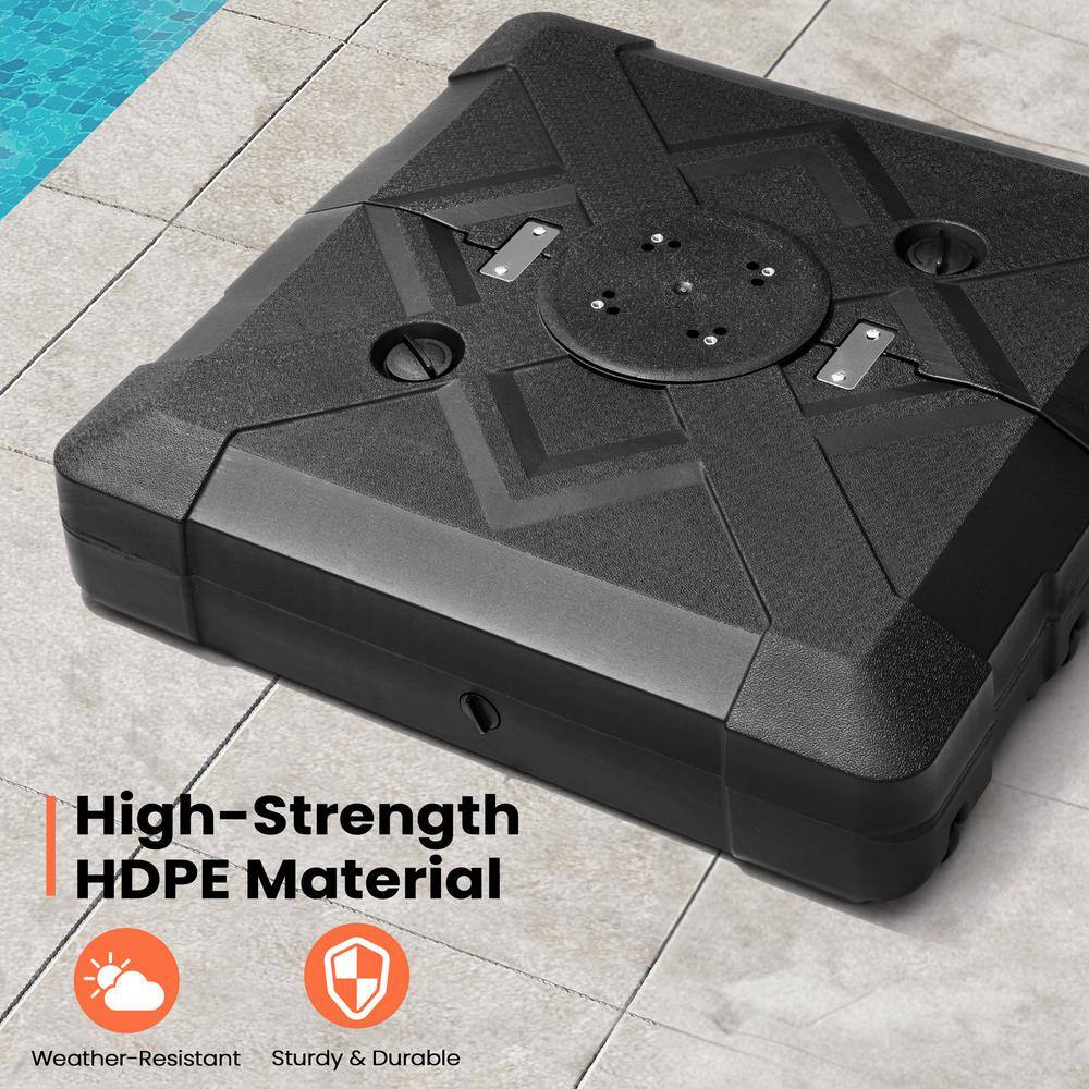 Black 220 lbs HDPE Patio Cantilever Umbrella Base with Wheels