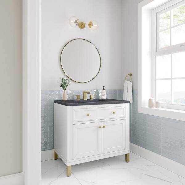 James Martin Vanities Chicago 36.0 in. W x 23.5 in. D x 34 in. H Bathroom  Vanity in Glossy White with Charcoal Soapstone Quartz Top 305-V36-GW-3CSP -  The Home Depot